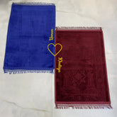 Blue & Marooon Rectangle Couple Janamaz with Heart